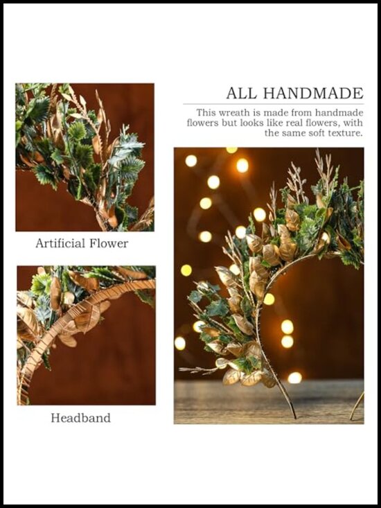 Handmade Woodland Halo Crown - Forest Headband Flower Hairband Goddess Floral main image 4